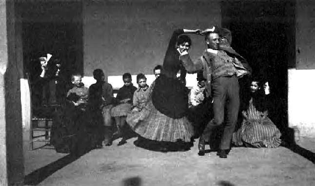 Charles Lummis learns dances at the del Valle family home, Rancho Camulos