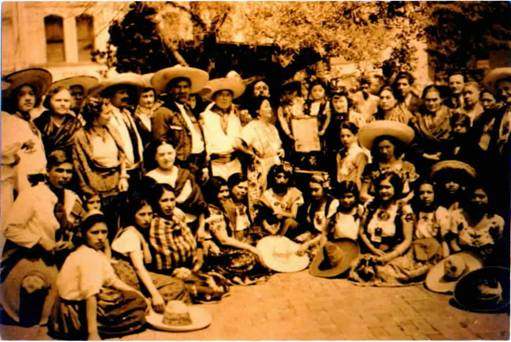 Historic photograph of an event at Olvera Street
                           in Los Angeles - Los Californios Collection