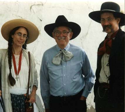 Photo by Peter DuBois- From left: Vykki Mende Gray, Albert S. 
                           Pill, David Swarens At Po Pico home — Whittier, California