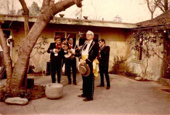 Alphonse Fages singing at La Casa Primera de Rancho San
                           Jos Adobe, March 17, 1974. From the Fages Collection.